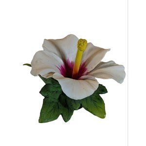 Vintage Napoleon Capodimonte Porcelain White Hibiscus Flower Italy